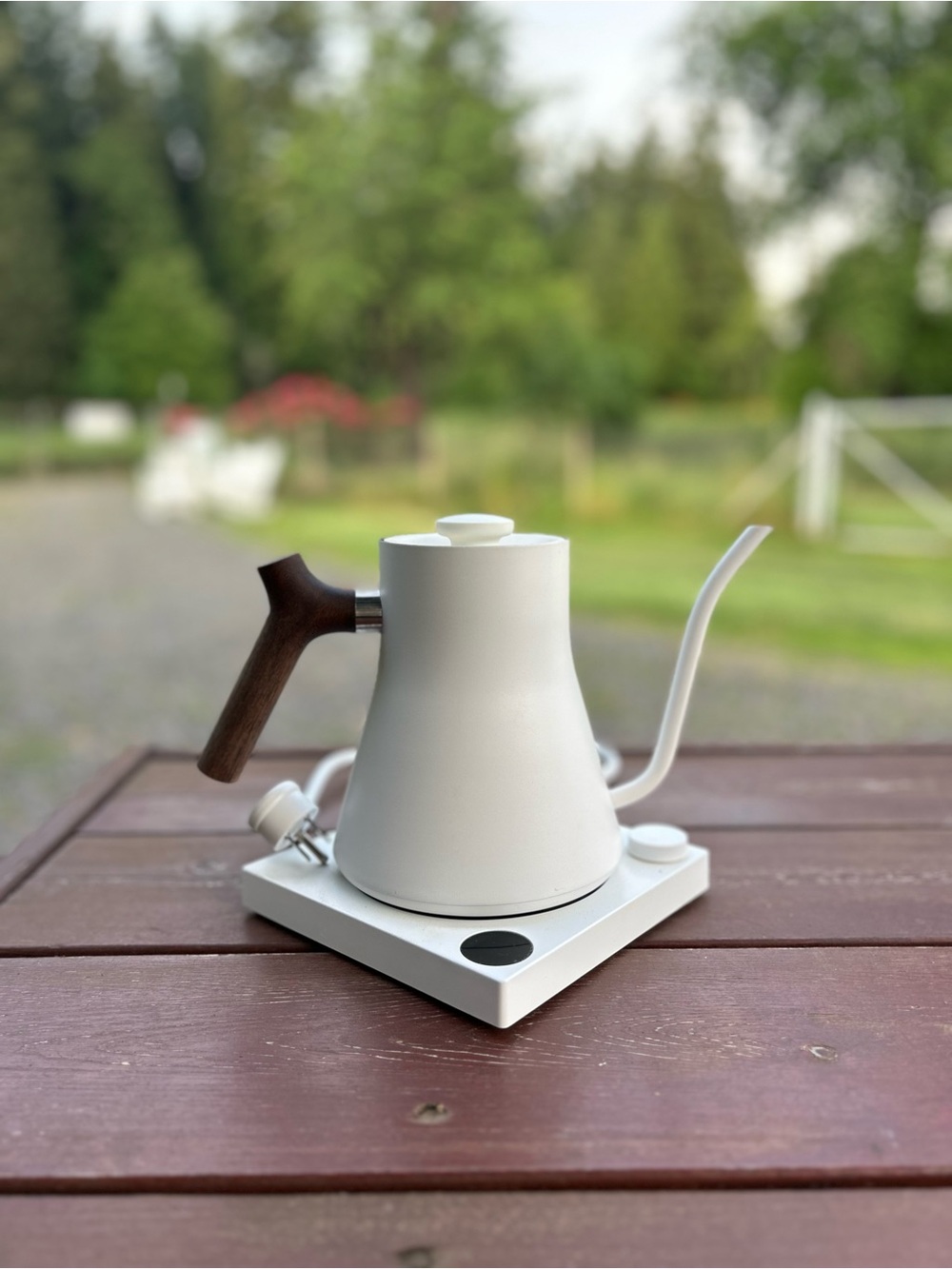 Fellow Stag White + Walnut Electric Electric Kettle